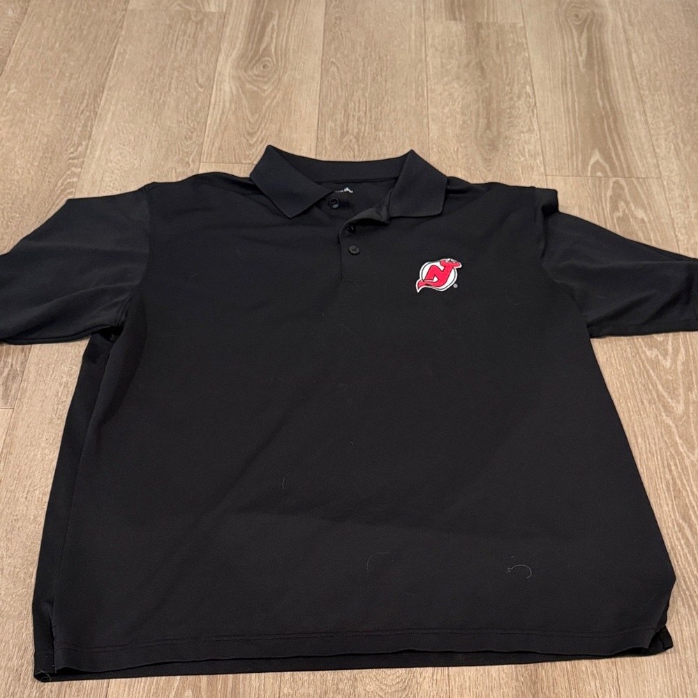 Antigua New Jersey Devils Black Polo with Red Logo